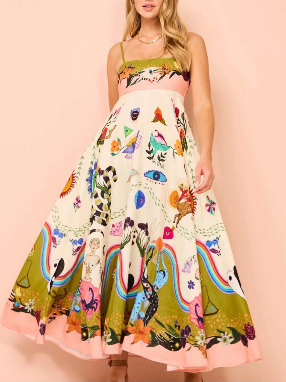 ALEMAIS Evergreen Sundress Meagan Boyd Collab Astrology Print AU 6 US 2